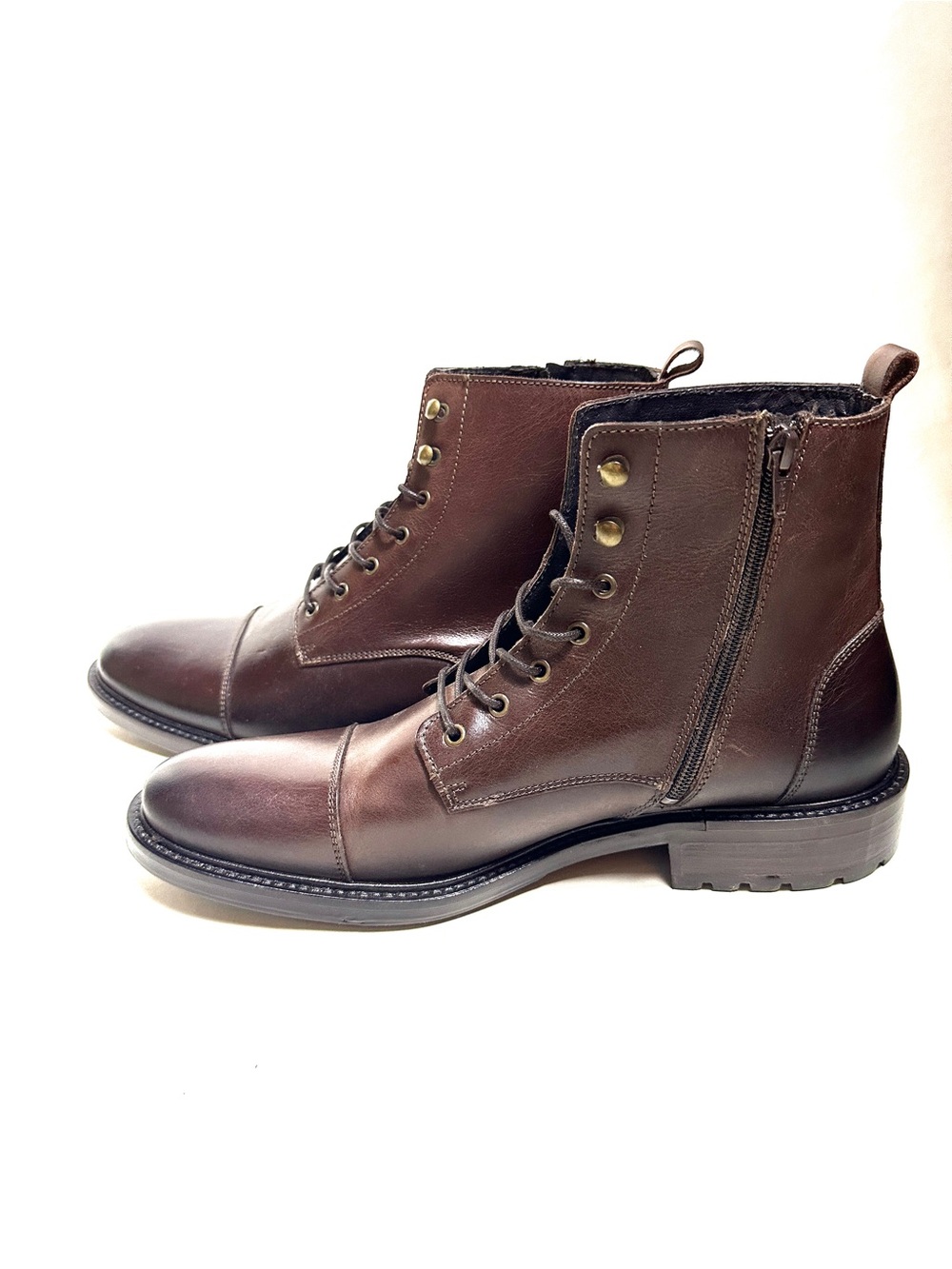 Sole Paved Men’s Burnished Brown Leather Boots Size 12